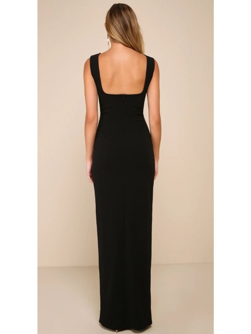 Lulus Inspiring Allure Black Square Neck Column Maxi Dress Women's Size Lg NWT! - Picture 2 of 6